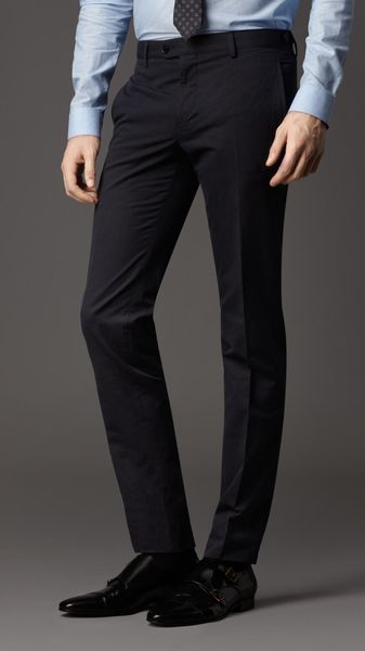 Burberry Slim Fit Cotton Linen Trousers - Lyst