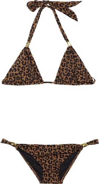 Charlie By Matthew Zink Farrah Leopard Print Triangle Bikini - Lyst