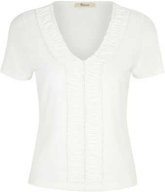 Precis Petite Ivory Ruffle Front Top - Lyst