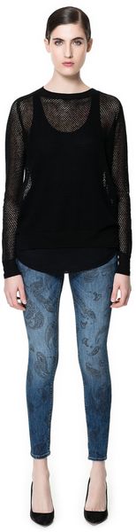 Zara Sweater with Open Work Sleeves - Lyst