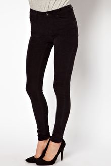 Asos Asos High Waist Ultra Skinny Cord Jeans in Black - Lyst