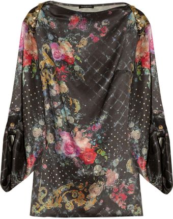 Balmain Printed Silk-satin Top - Lyst