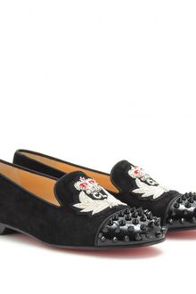 Christian Louboutin Suede Intern Slipperstyle Loafers with Studs - Lyst