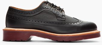 Dr. Martens Black Leather Waxed Canvas Alfred Longwing Brogues - Lyst