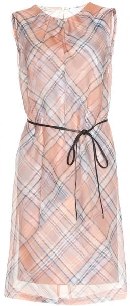 Dries Van Noten Danica Plaid Dress with Sheer Chiffon Overlay - Lyst