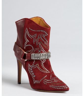 Isabel Marant Bordeaux Leather and Suede Studded Milwauke Ankle Boots - Lyst