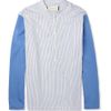 Marni Grandad Collar Contrast Sleeve Cotton Shirt in White for Men (blue) - Lyst