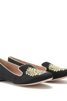 Miu Miu Embroidered Slipper Style Loafers with Embellished Heel - Lyst