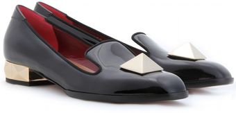 Valentino Rockstud Slipper Style Patent Leather Loafers - Lyst
