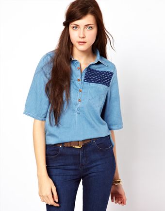 Wrangler Short Sleeved Denim Top - Lyst