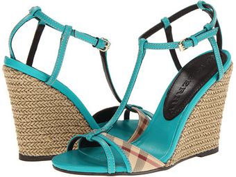 Burberry Haymarket Check Wedge Sandals - Lyst