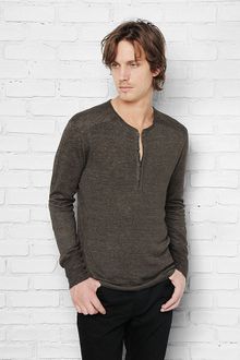 John Varvatos Ribbed Henley Sweater - Lyst