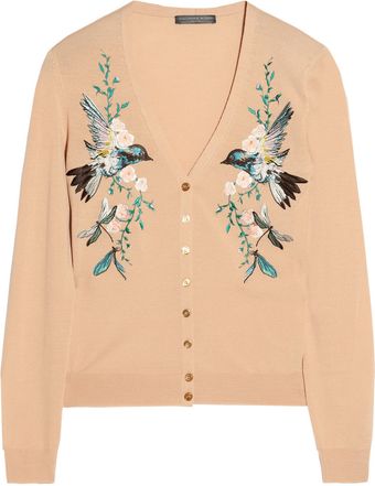 Alexander McQueen Embroidered Wool Cardigan - Lyst
