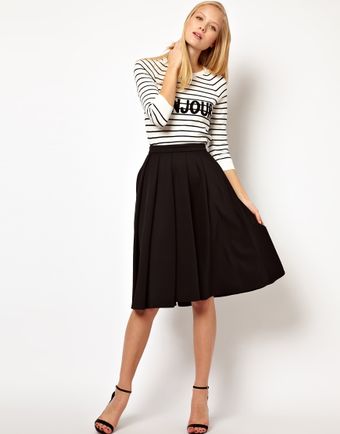 ASOS Collection Asos Full Midi Skirt with Box Pleats - Lyst