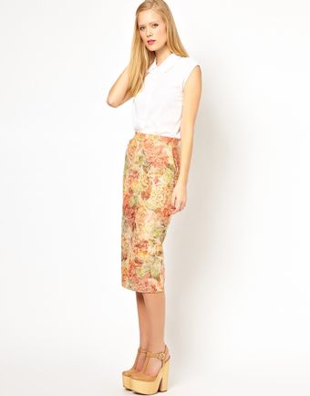 ASOS Collection Asos Pencil Skirt in Floral Jacquard - Lyst