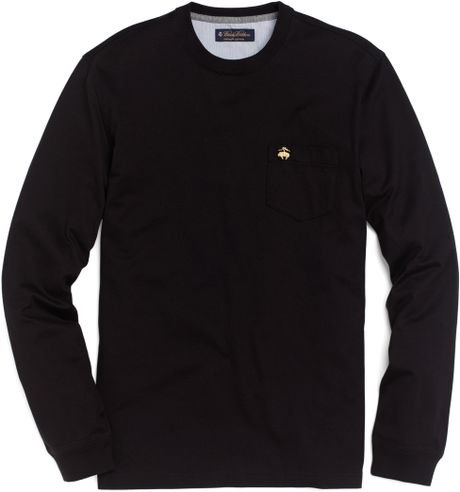 brooks brothers tee shirt fleece longsleeve pocket golden