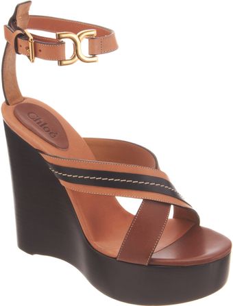 Chloé Crisscross Wedge Sandal - Lyst
