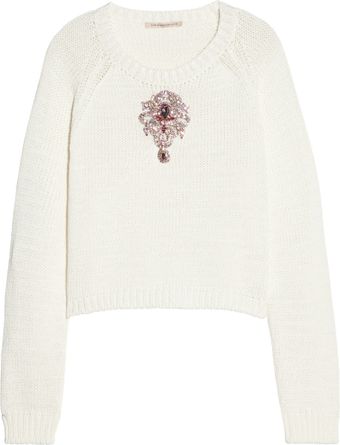 Christopher Kane Crystalembellished Cotton Sweater - Lyst