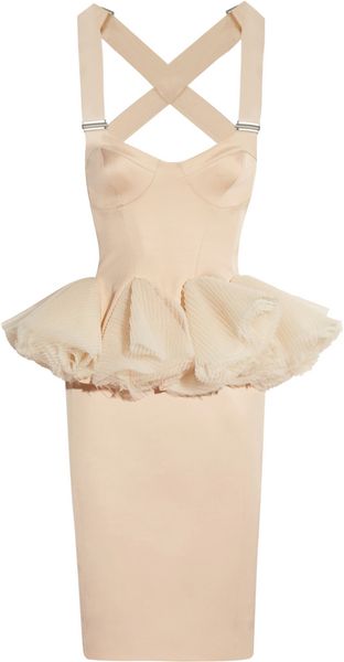 Hakaan Viscum Jersey and Tulle Peplum Dress - Lyst