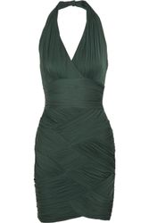 Halston Heritage Dress on Halston Heritage Ruched Woven Dress In Green  Moss    Lyst