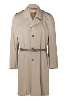 Marc Jacobs Grey Cotton Trench Coat with Leather Belt - Lyst