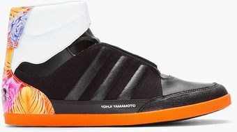 Y-3 Black and Orange Honja Hightop Sneakers - Lyst