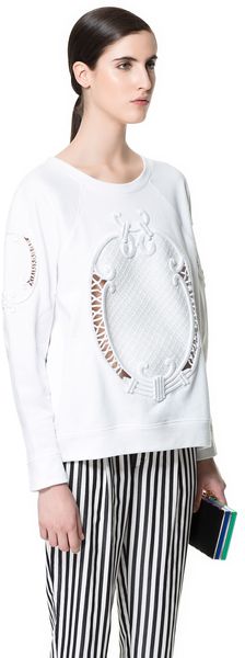 Zara Raffia Sweatshirt - Lyst