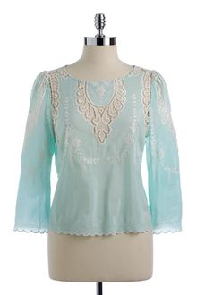 Dolce Vita Embroidered Lace Detail Blouse - Lyst