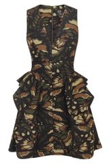 McQ by Alexander McQueen Butterfly Camouflage Exaggerated Dress