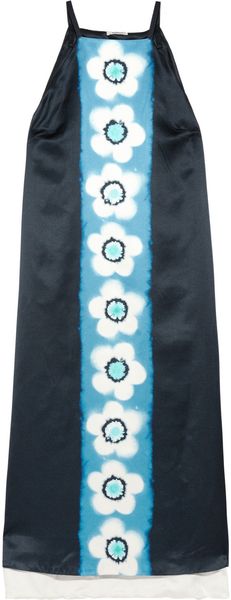 Miu Miu Printed Silk-Satin Midi Dress - Lyst