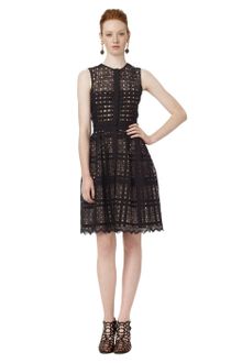 Oscar de la Renta Button Front Lace Dress - Lyst