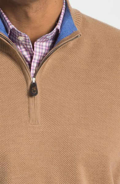 Thomas Dean Quarter Zip Wool Sweater Vest in for Men (start of color list camel) | Lyst