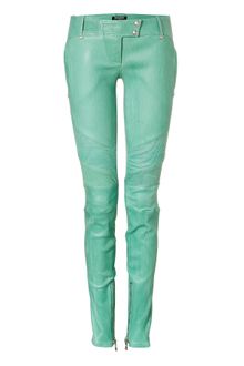 Balmain Mint Low Rise Skinny Leather Pants - Lyst