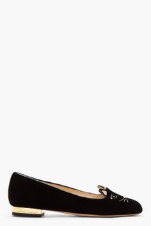 Charlotte Olympia Velvet Kitty Flats - Lyst