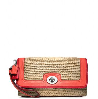 Coach Straw Large Flap Clutch - Lyst
