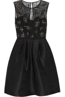 Lela Rose Beaded Lace and Organza Dress - Lyst