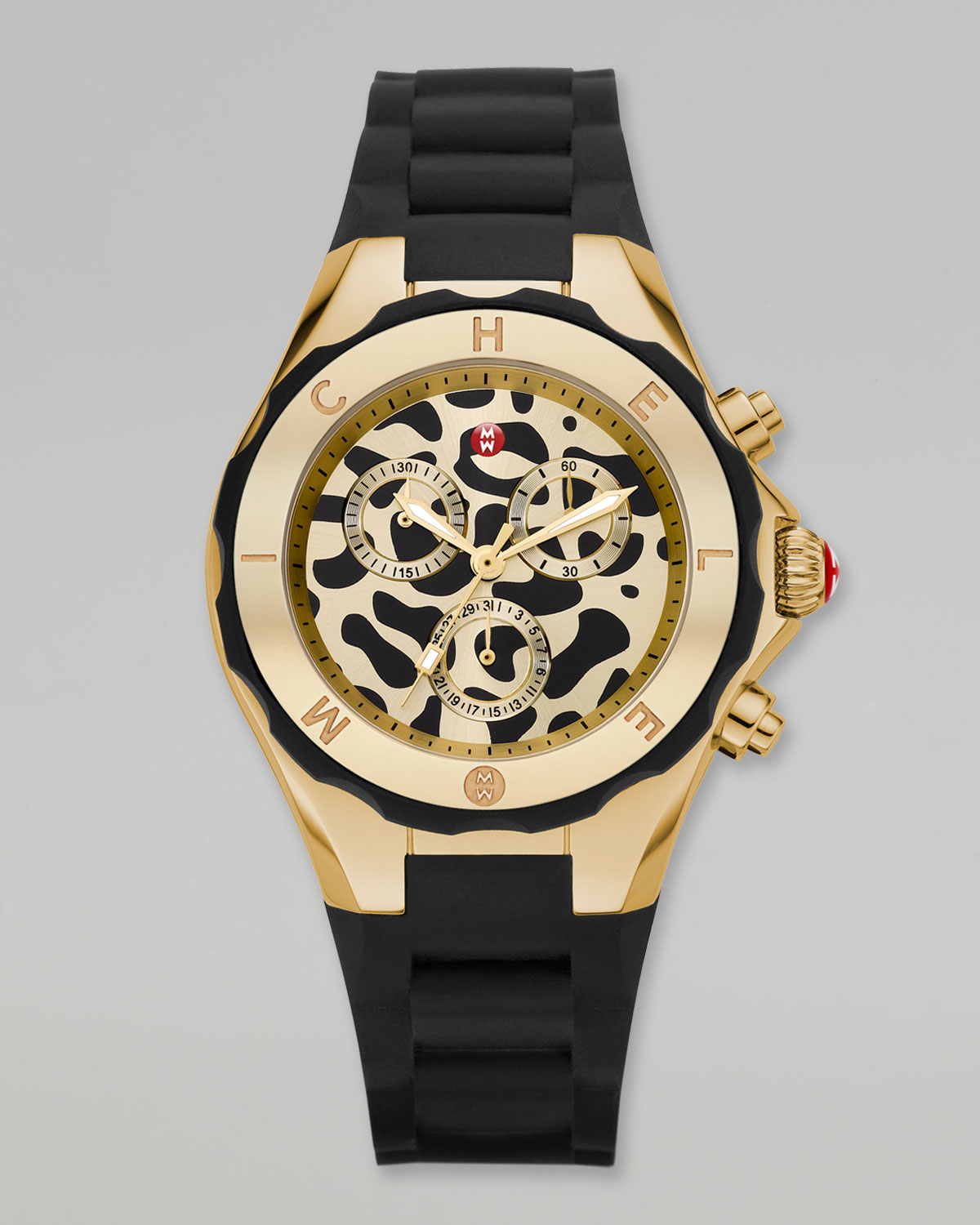 Michele Leopard Tahitian Large Jelly Bean Watch in Black (gold) Lyst
