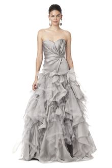 Oscar de la Renta Strapless Gown with Ruched Bodice - Lyst