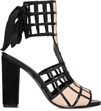 Reiss Ana Lattice Caged T Bar Peep Sandal - Lyst