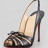 Christian Louboutin Corsetica Patent Leatherpvc Slingback Red Sole Sandal in Black - Lyst