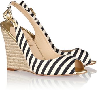 Christian Louboutin Puglia 100 Striped Canvas Espadrille Slingbacks - Lyst