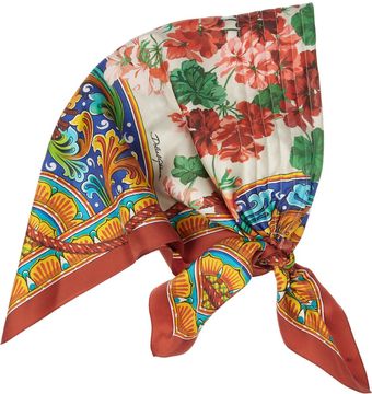 Dolce & Gabbana Floral Print Silk Twill Headscarf - Lyst