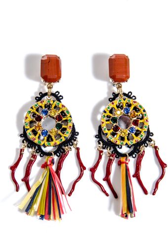 Dolce & Gabbana Raffia and Macramé Multibead Earrings - Lyst