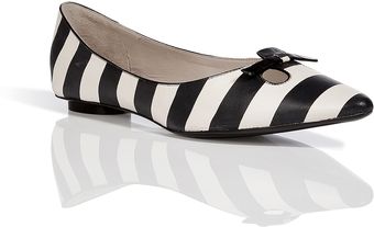 Marc Jacobs Blackwhite Striped Leather Flats - Lyst