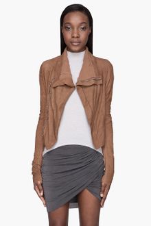 Rick Owens Camel Brown Textured Leather Naska Biker Jacket - Lyst