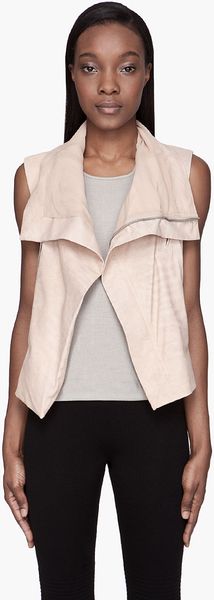 Rick Owens Nude Beige Weathered Leather Biker Vest - Lyst