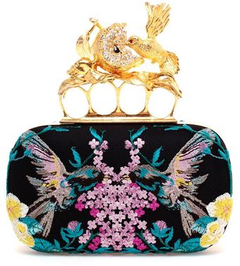 Alexander McQueen Hummingbird Embroidered Box Clutch - Lyst