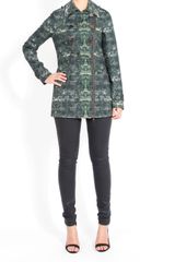Gryphon Ny Zipper Trench Coat Cotton Twill in Green