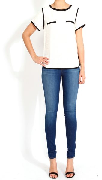 Sea Ny Trimmed Tee in Cream - Lyst