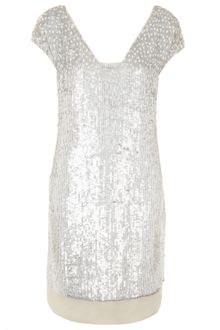 Topshop Silver Sequin Dress By Unique - Lyst